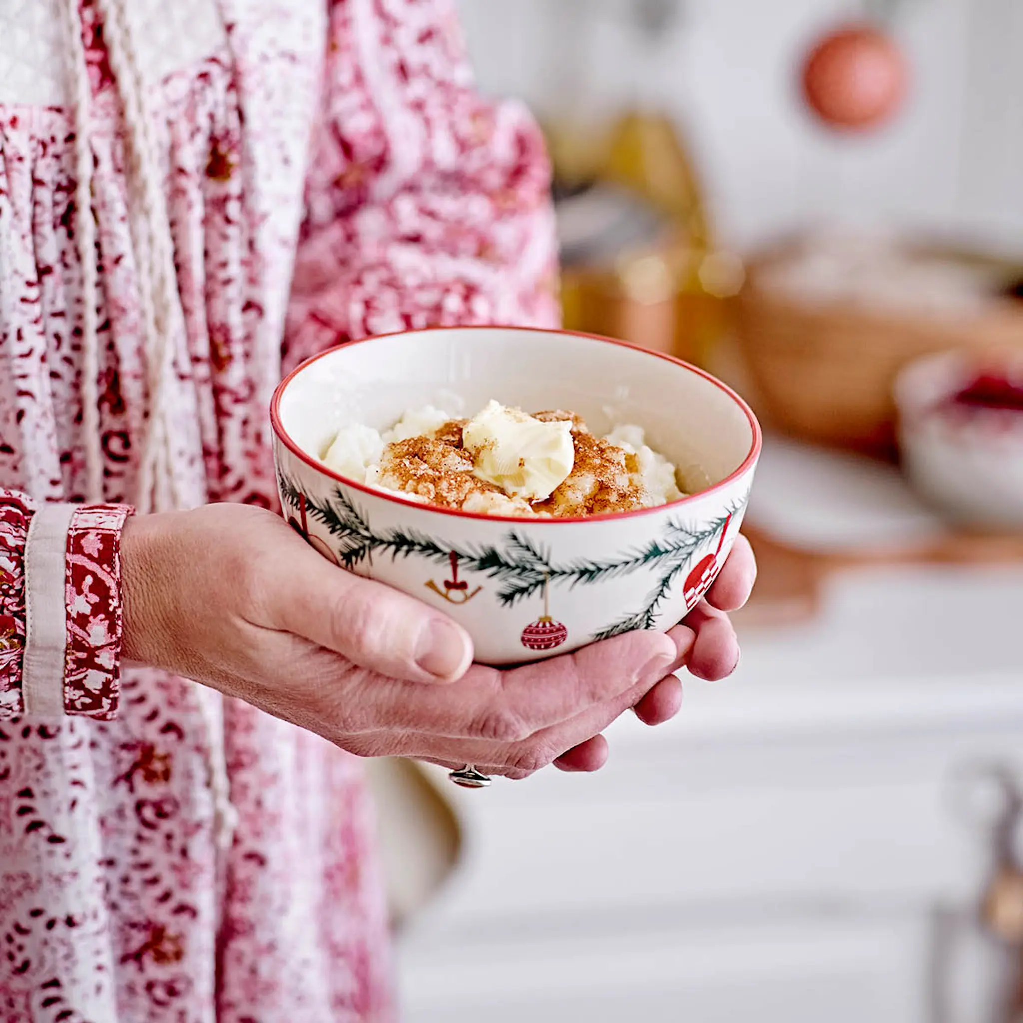 Bloomingville Yule skål 2-pack 50 cl grön/natur julmotiv