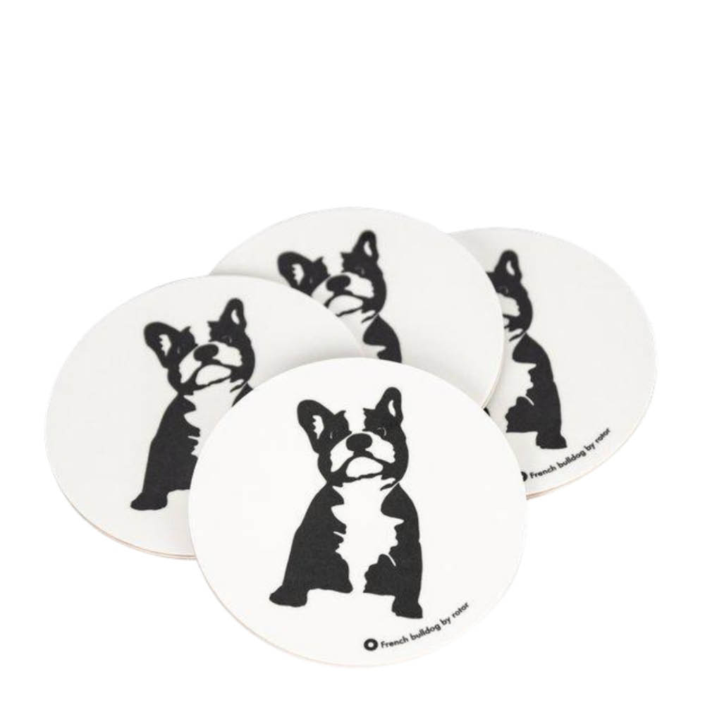 Rotor Design Buster glassunderlag 9x9 cm 4 stk hvit/svart