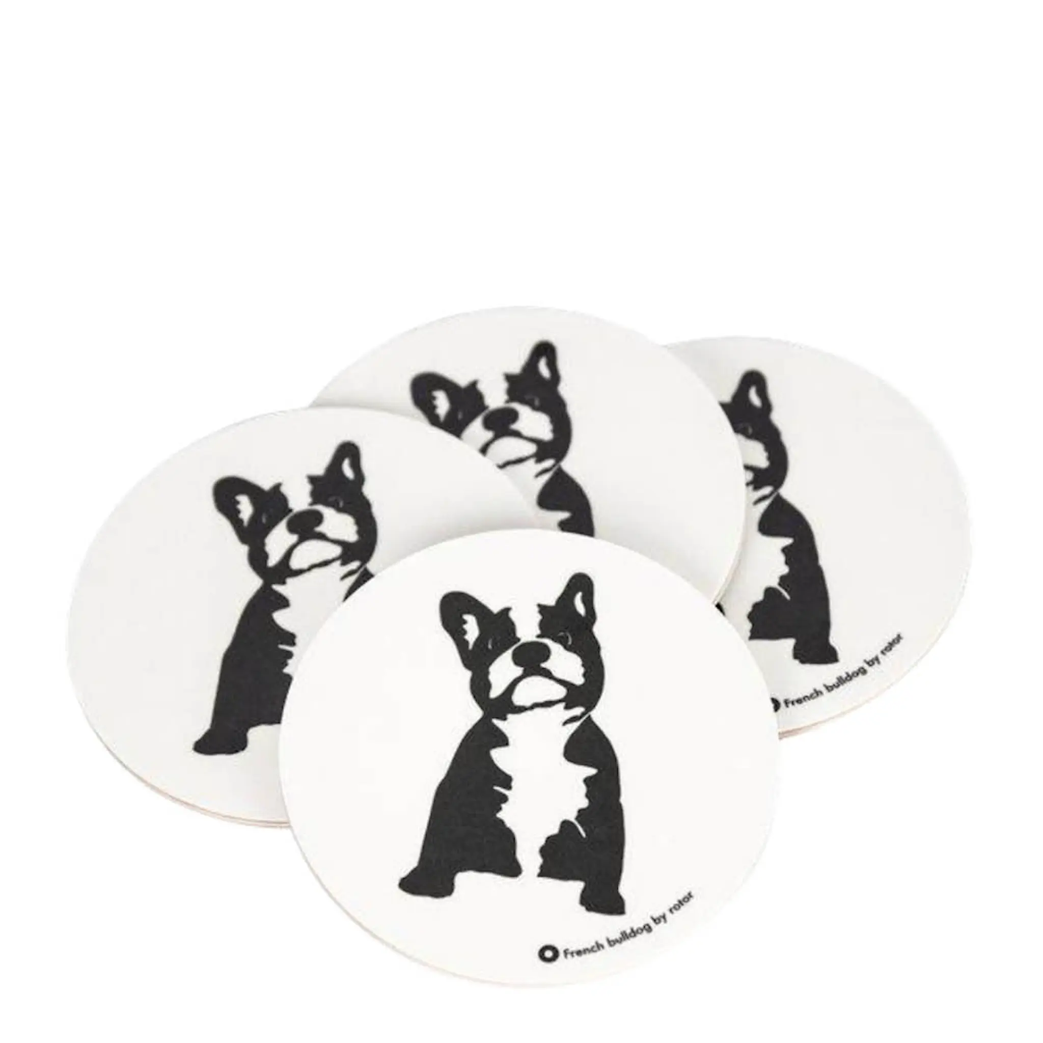 Rotor Design Buster glasunderlägg 9x9 cm 4-pack vit/svart