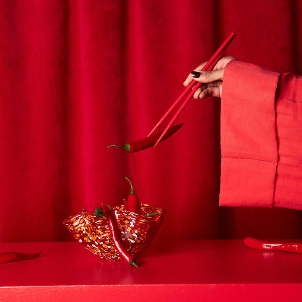 ByOn Cara skål 17 cm rød/oransje