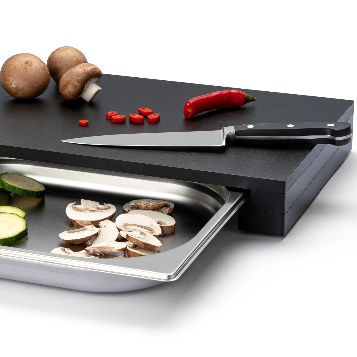 Continenta Duracore skärbräda med låda 39x27 cm svart