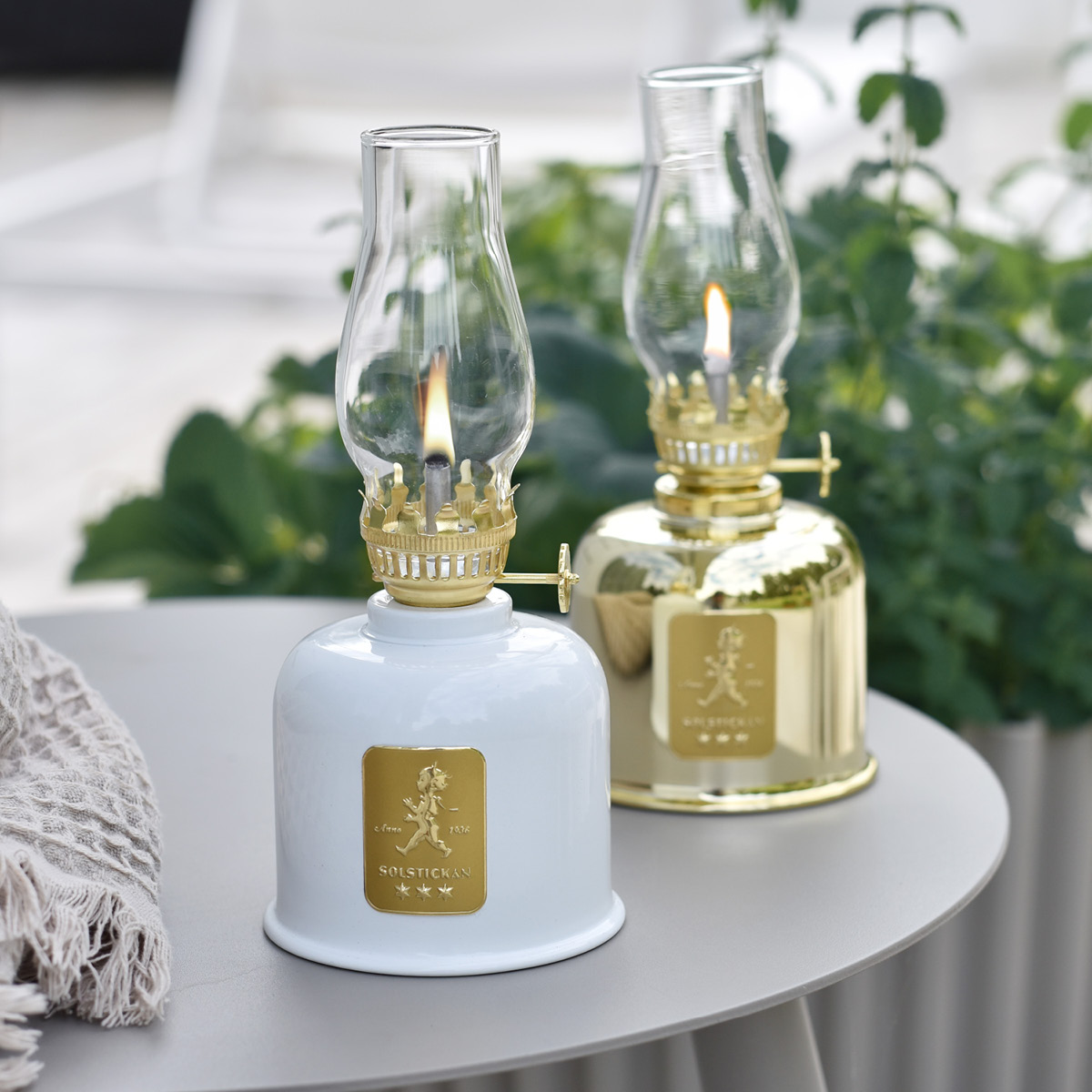 SOLSTICKAN Öljylamppu 20 cm Valkoinen/Kulta