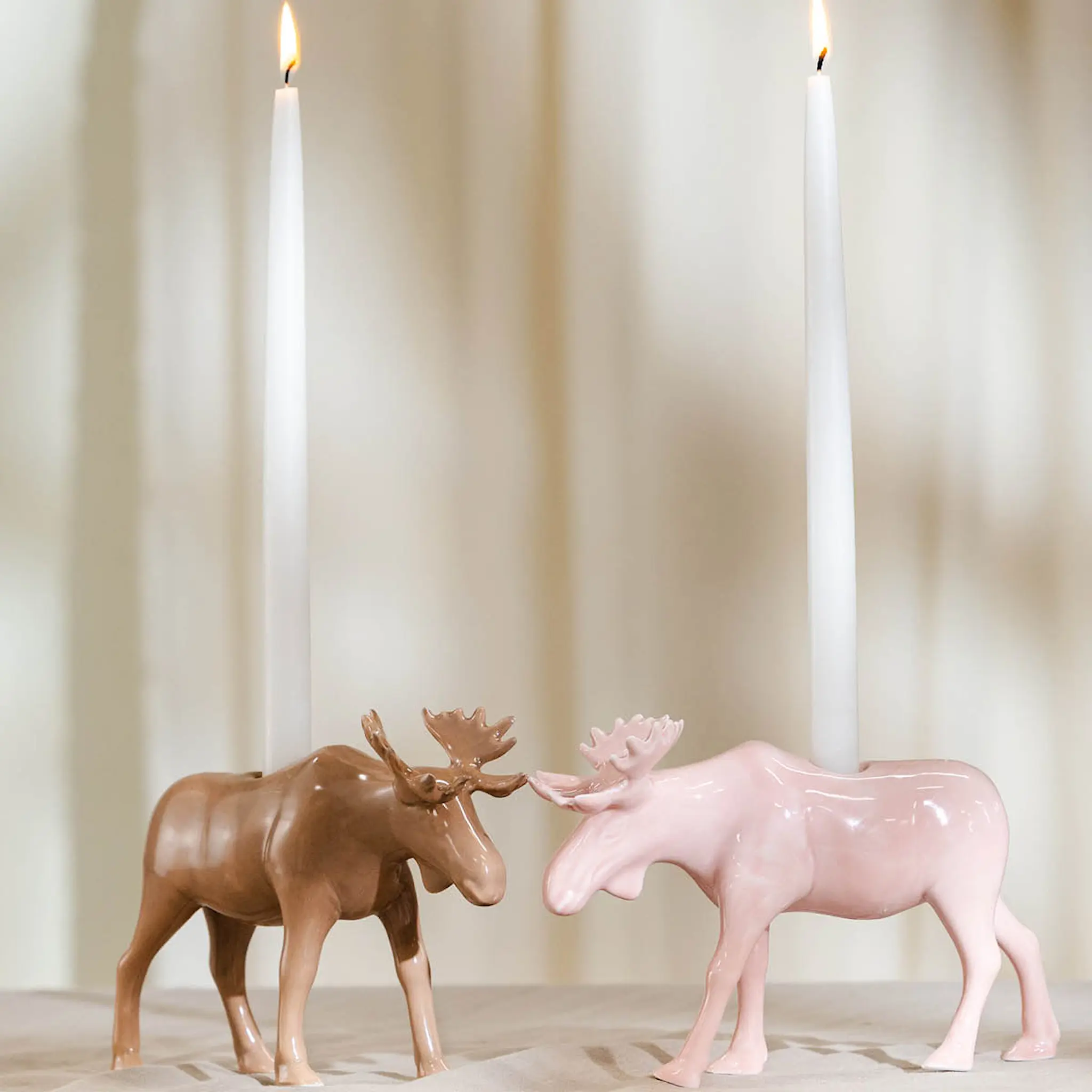 Magnor Moose ljusstake älg 14 cm rosa