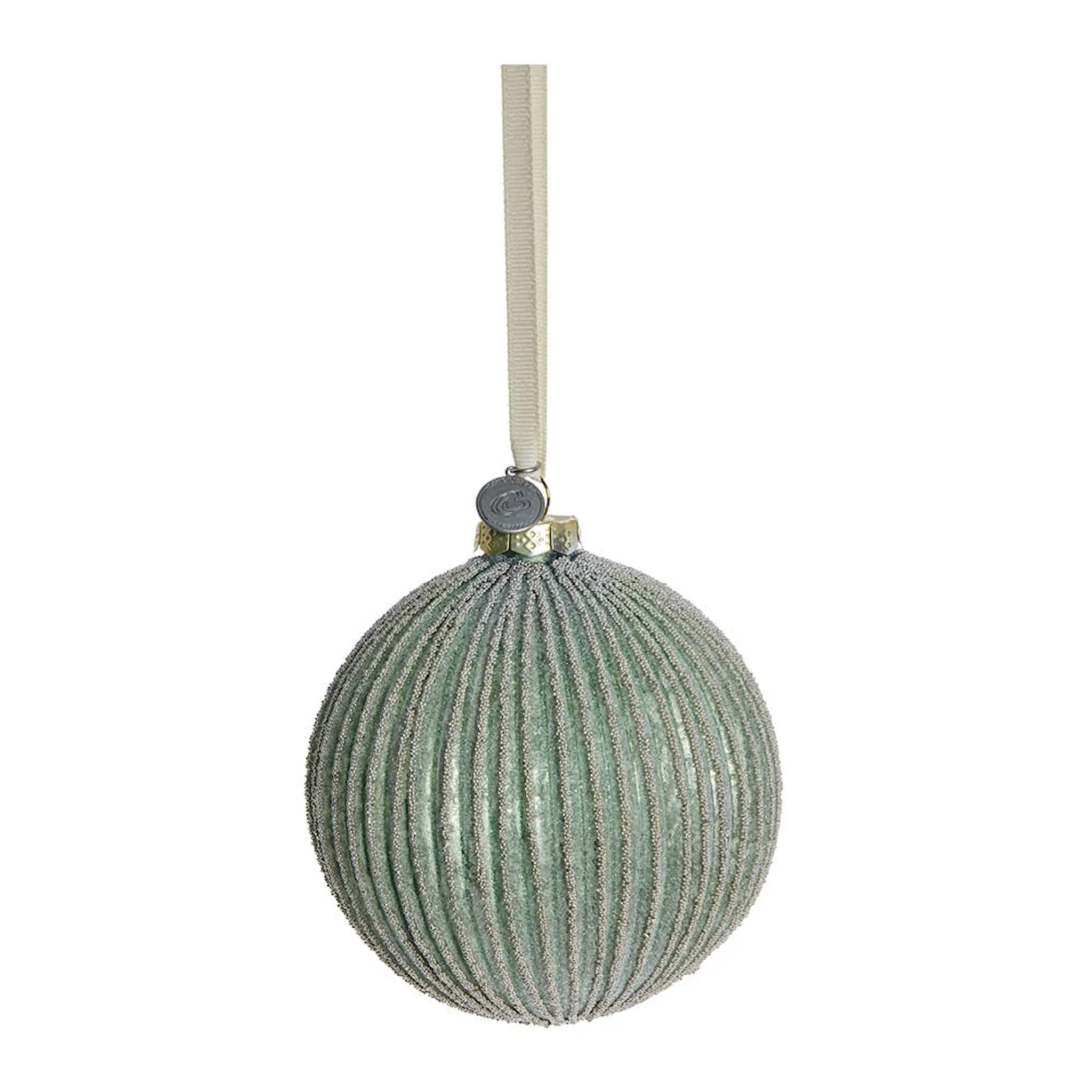 Lene Bjerre Norille julkula 10 cm grön ribbad