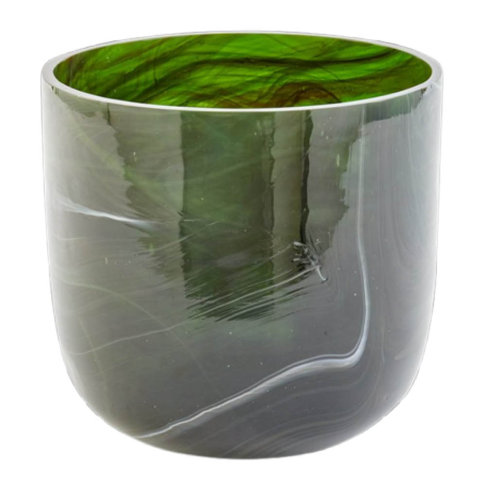 Pols Potten Marbled vase i marmorert glass S 15,5 cm mørkegrønn