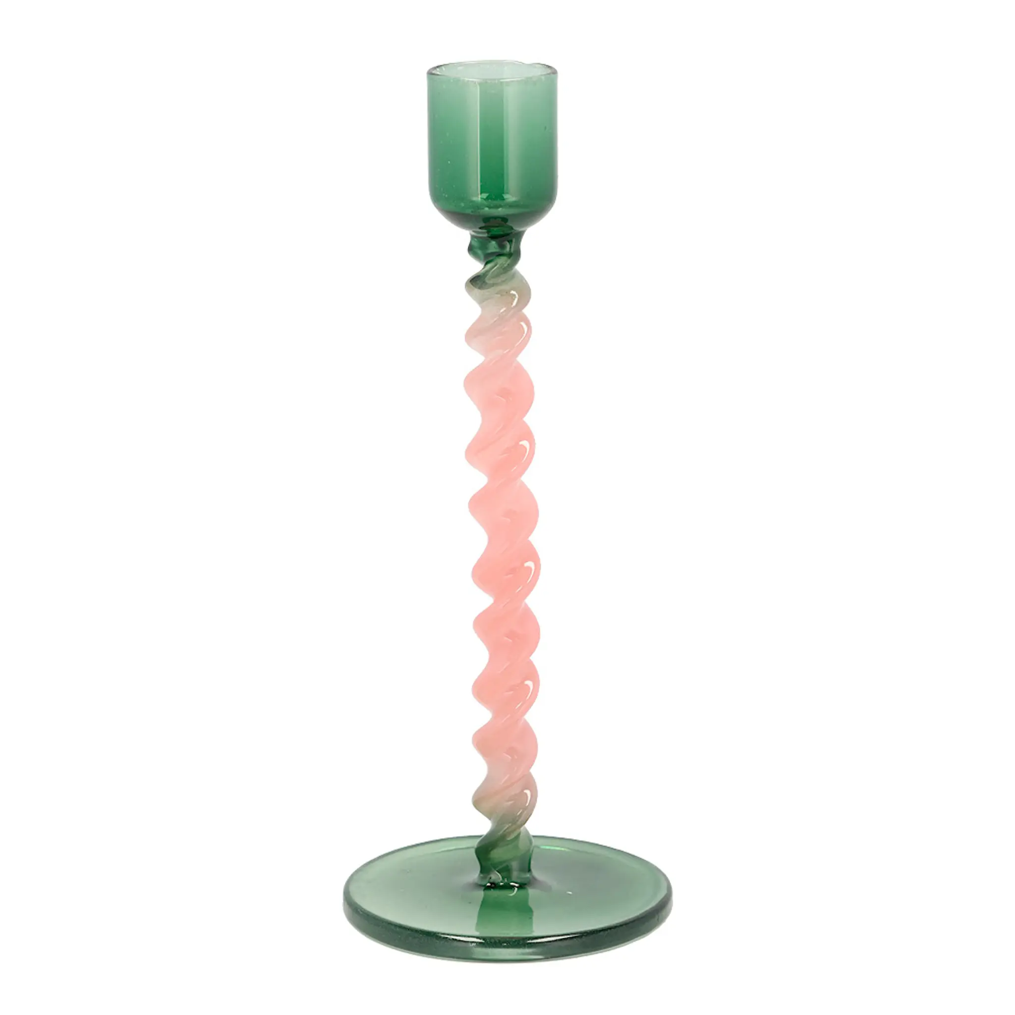 Villa Collection Style Ljusstake Glas 16,3 cm Grön/Rosa