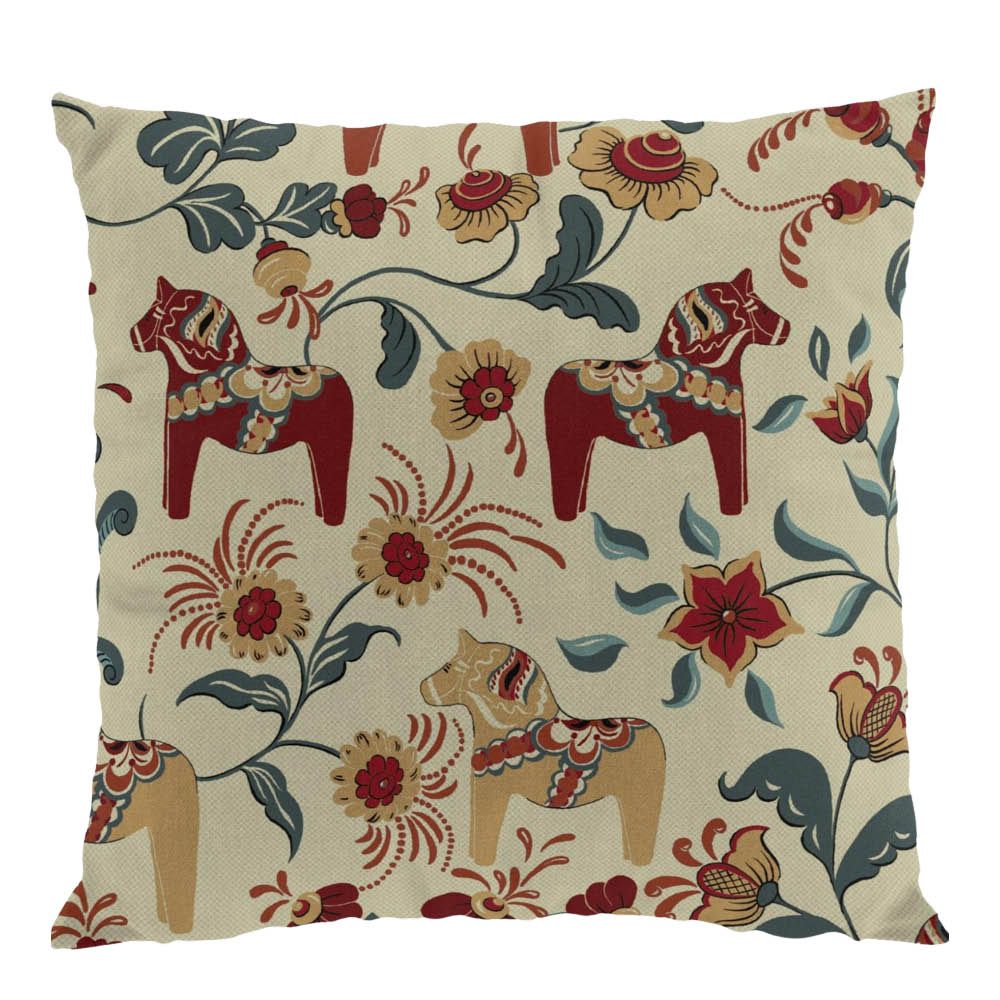 Arvidssons Leksand kuddfodral 32x40 cm beige/röd