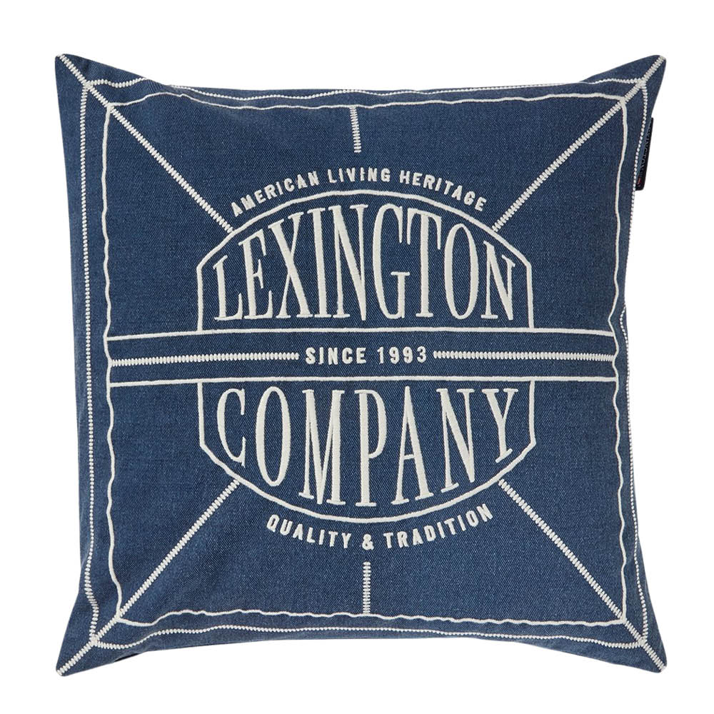 Lexington Logo Washed kuddfodral 50x50 cm mörkblå/ljusbeige