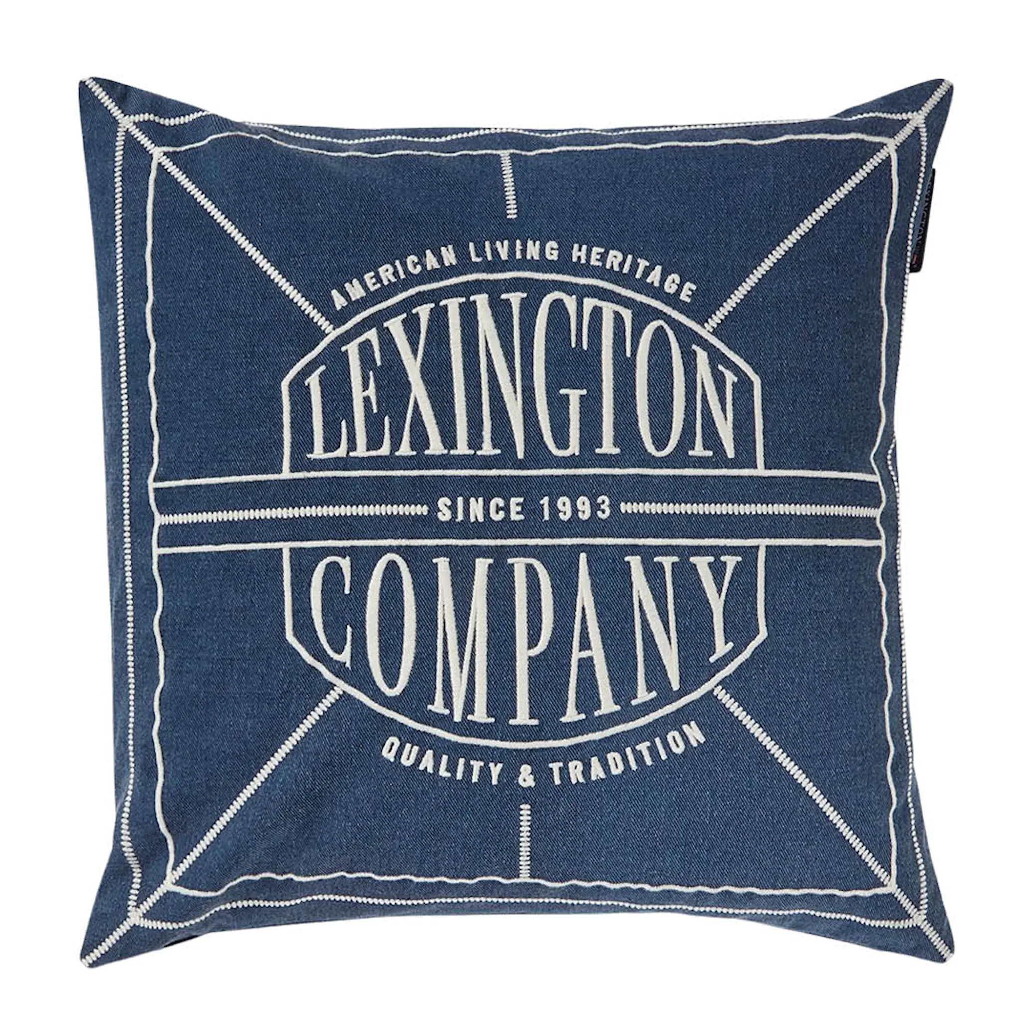 Lexington Logo Washed kuddfodral 50x50 cm mörkblå/ljusbeige