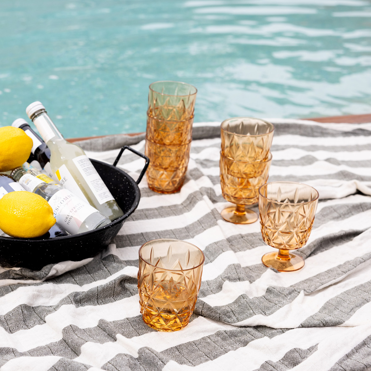 Sagaform Juni picknick glas 30 cl 4-pack bärnsten