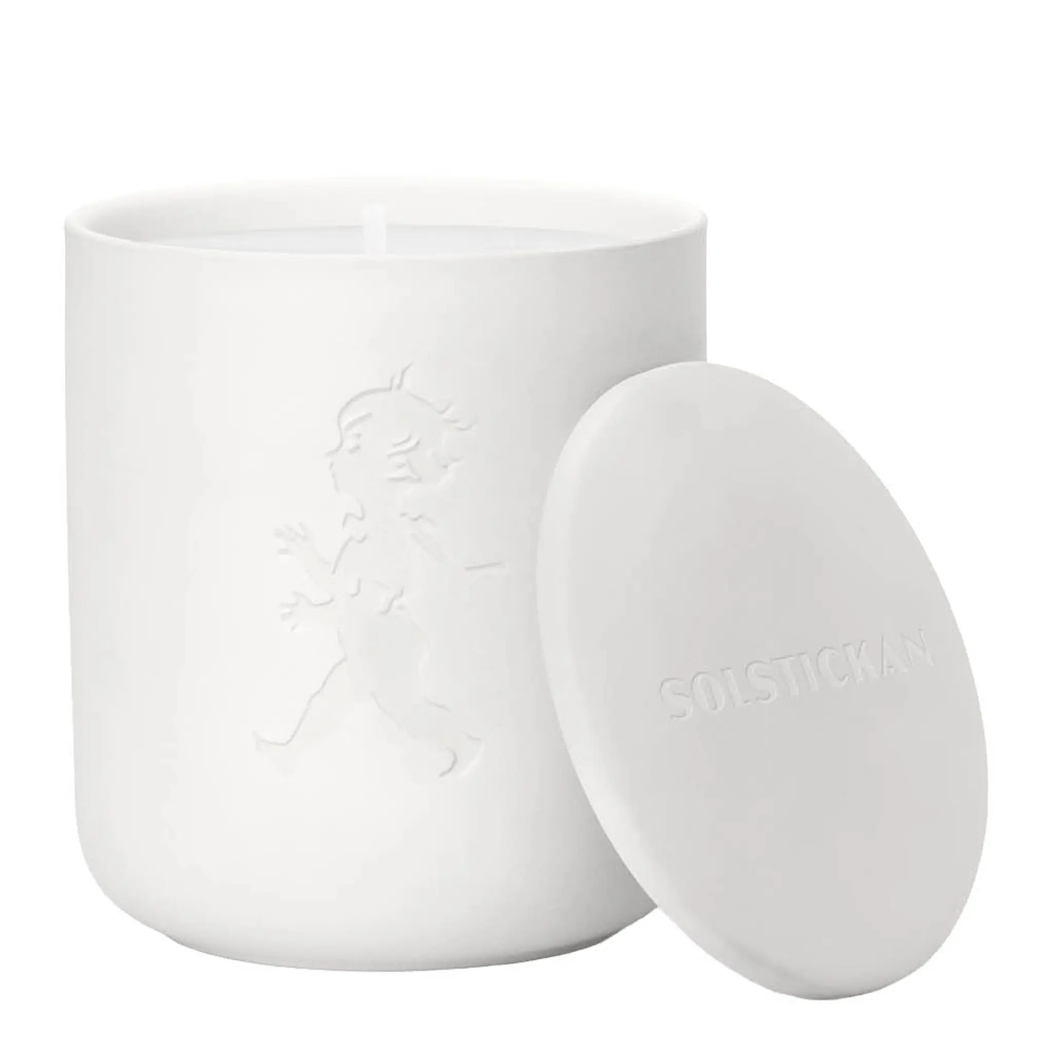 SOLSTICKAN Doftljus i keramik 9×7,5 cm vit (citrus)