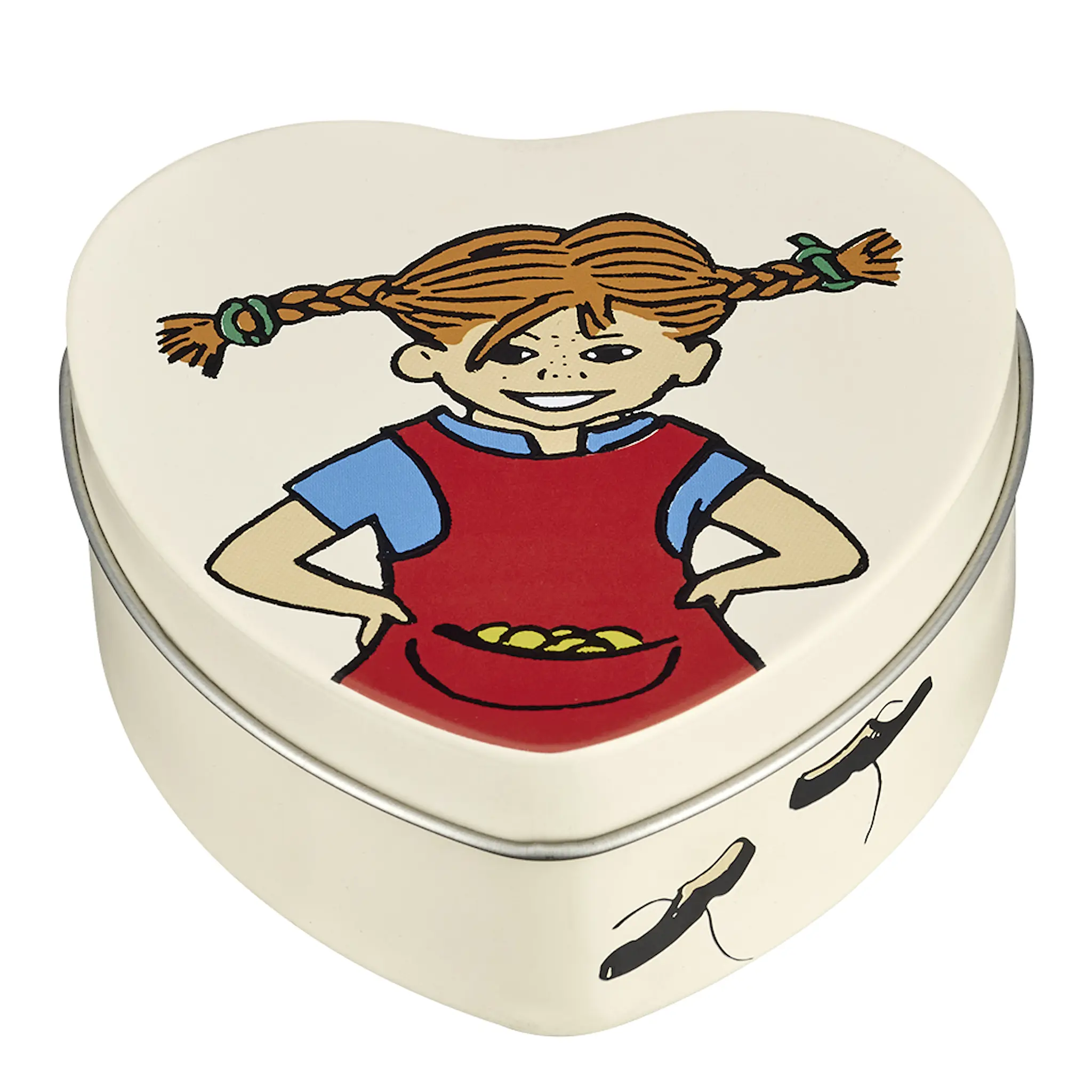 Muurla Be more Pippi plåtburk 10x4 cm hjärta beige