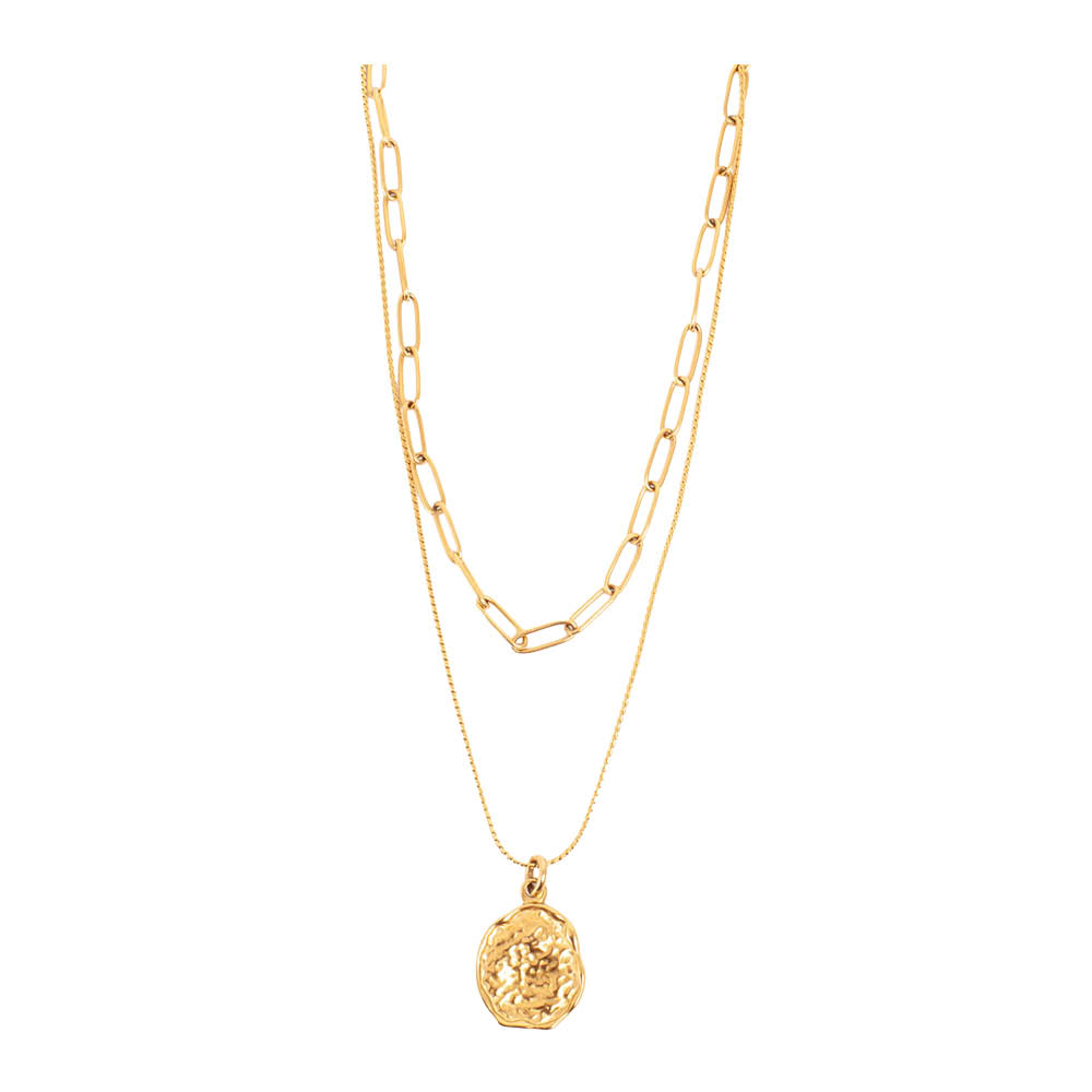 A&C Oslo AS Steel - Raw Coll halsband med dubbla kedjor guld