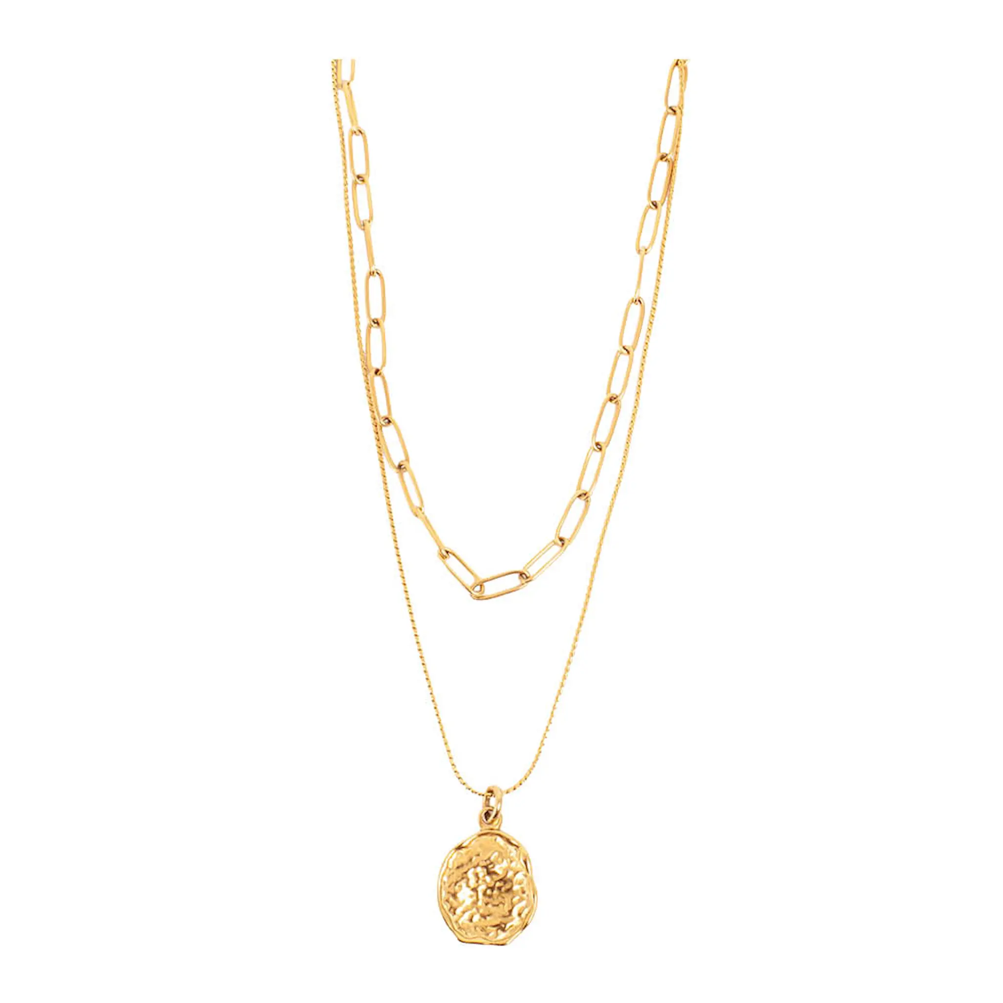 A&C Oslo AS Steel - Raw Coll halsband med dubbla kedjor guld