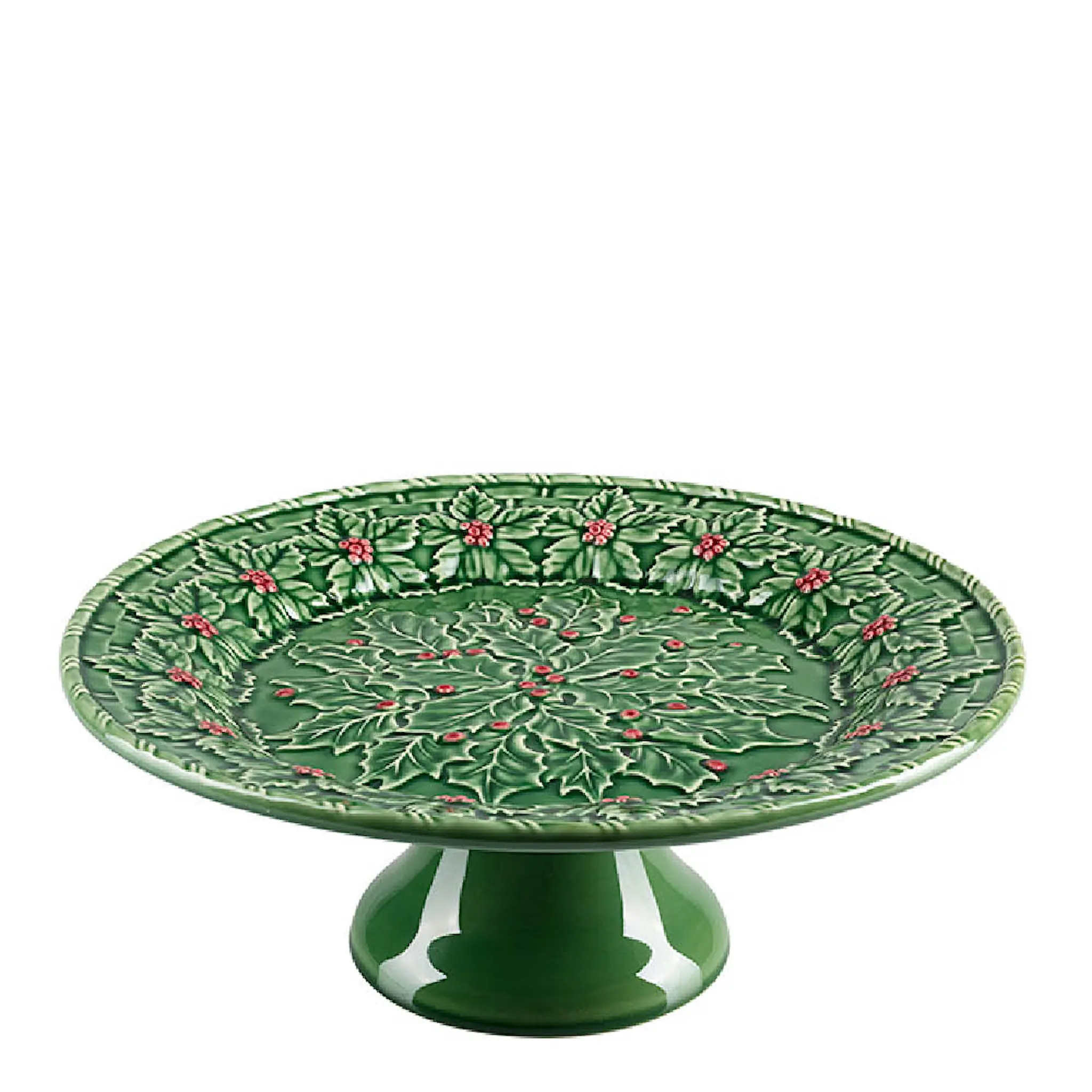 Bordallo Pinheiro Holly kakefat 34 cm grønn