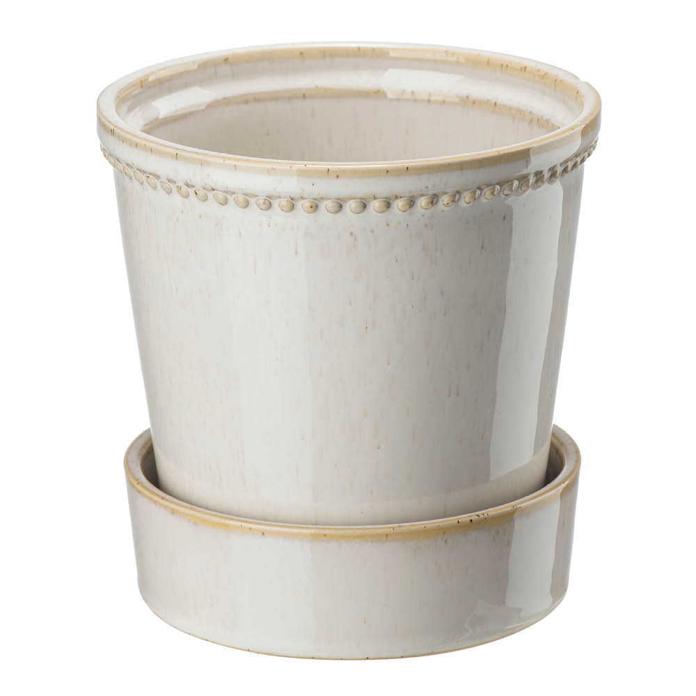 Edelweiss Karmen krukke med skål 17 cm beige