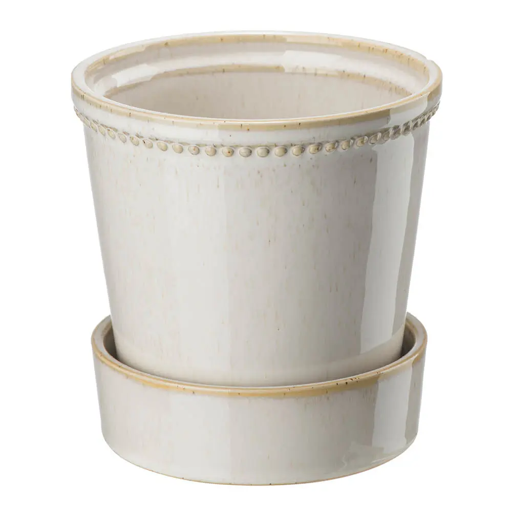 Karmen krukke med skål 17 cm beige