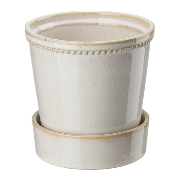 Karmen kruka med fat 17 cm beige
