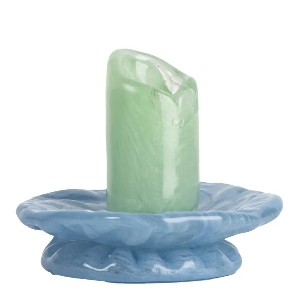 Lara lysestake 9 cm minty green/lys blå