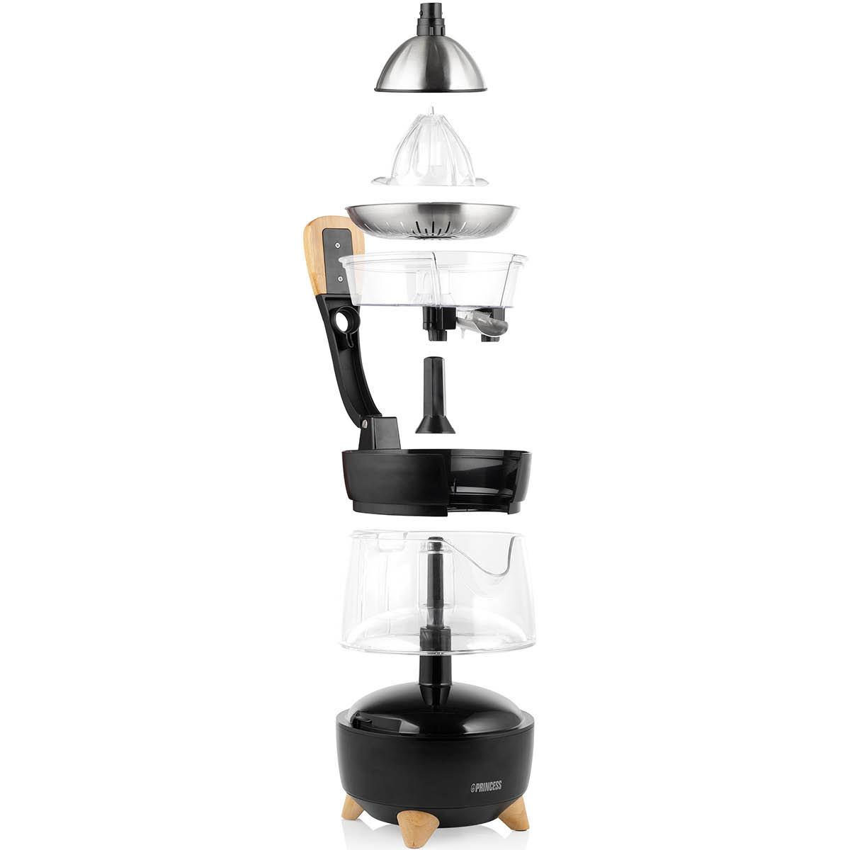 PRINCESS Mehupuristin 300W Musta/Bambu