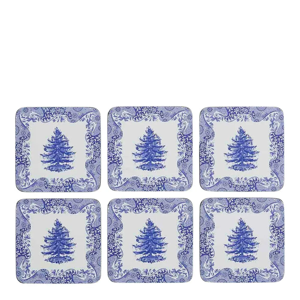 Blue Italian Christmas Tree lasinalunen 6 kpl sininen/valkoinen