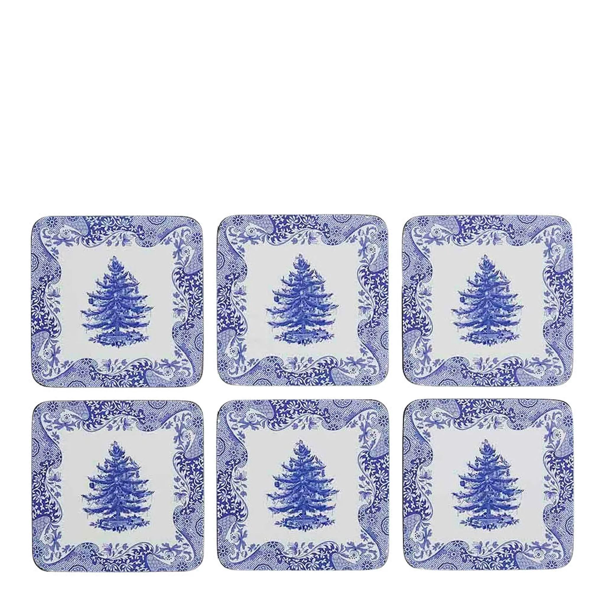 Spode Blue Italian Christmas Tree lasinalunen 6 kpl sininen/valkoinen
