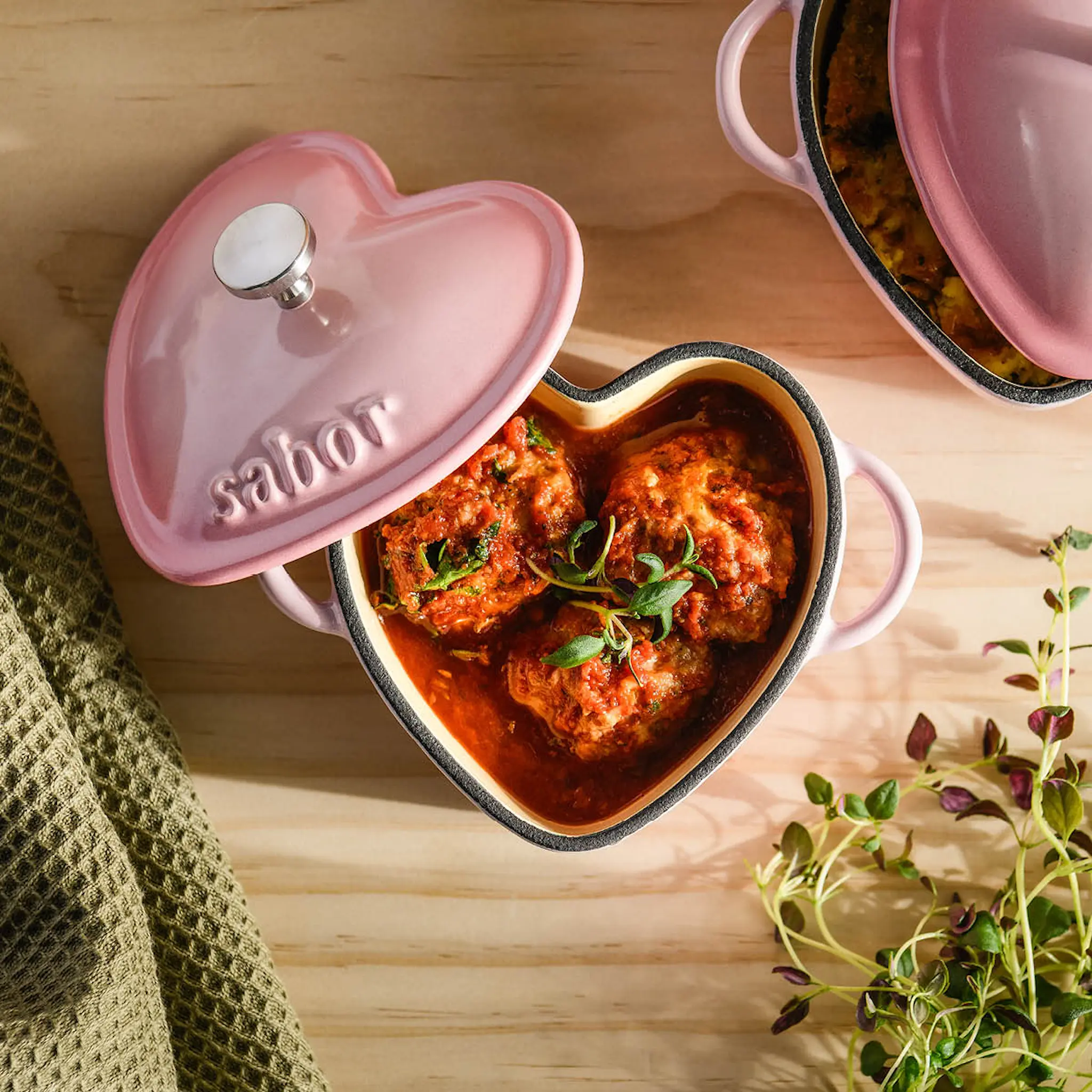 Sabor Mini gjutjärnsgryta hjärtformad 22 cl blush pink