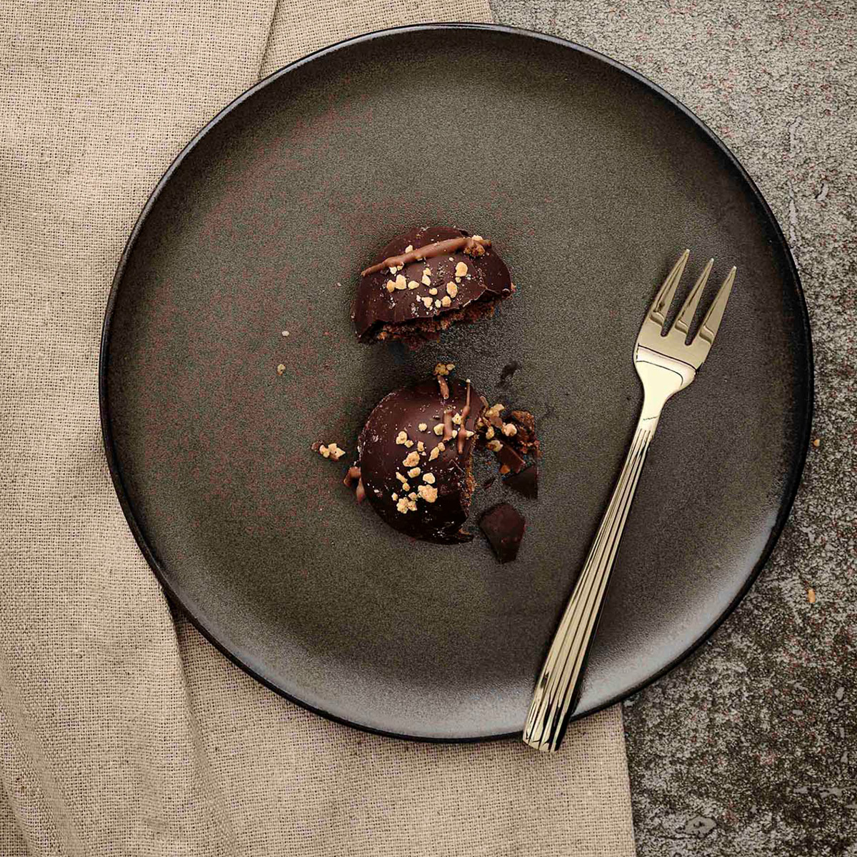 Aida RAW Cutlery tårtgaffel 4-pack champagne gold