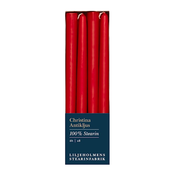 Christina antikljus 26 cm 8-pack röd