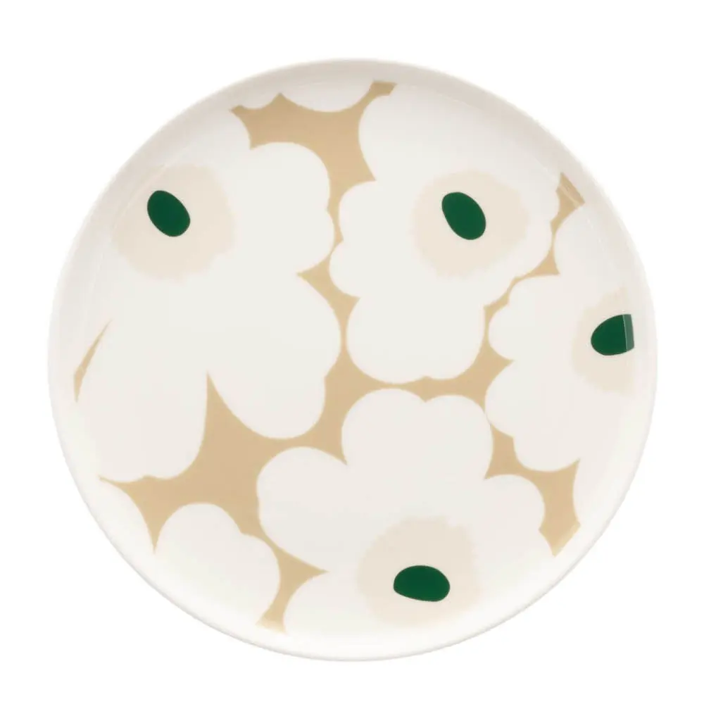 Oiva / Unikko lautanen 20 cm valkoinen/beige/vihreä