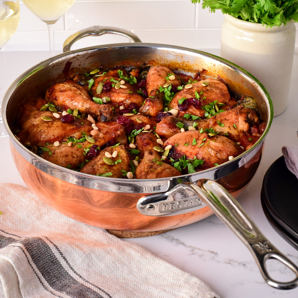 Hestan Copperbond traktørpanne med lokk 28cm 4,7L kobber