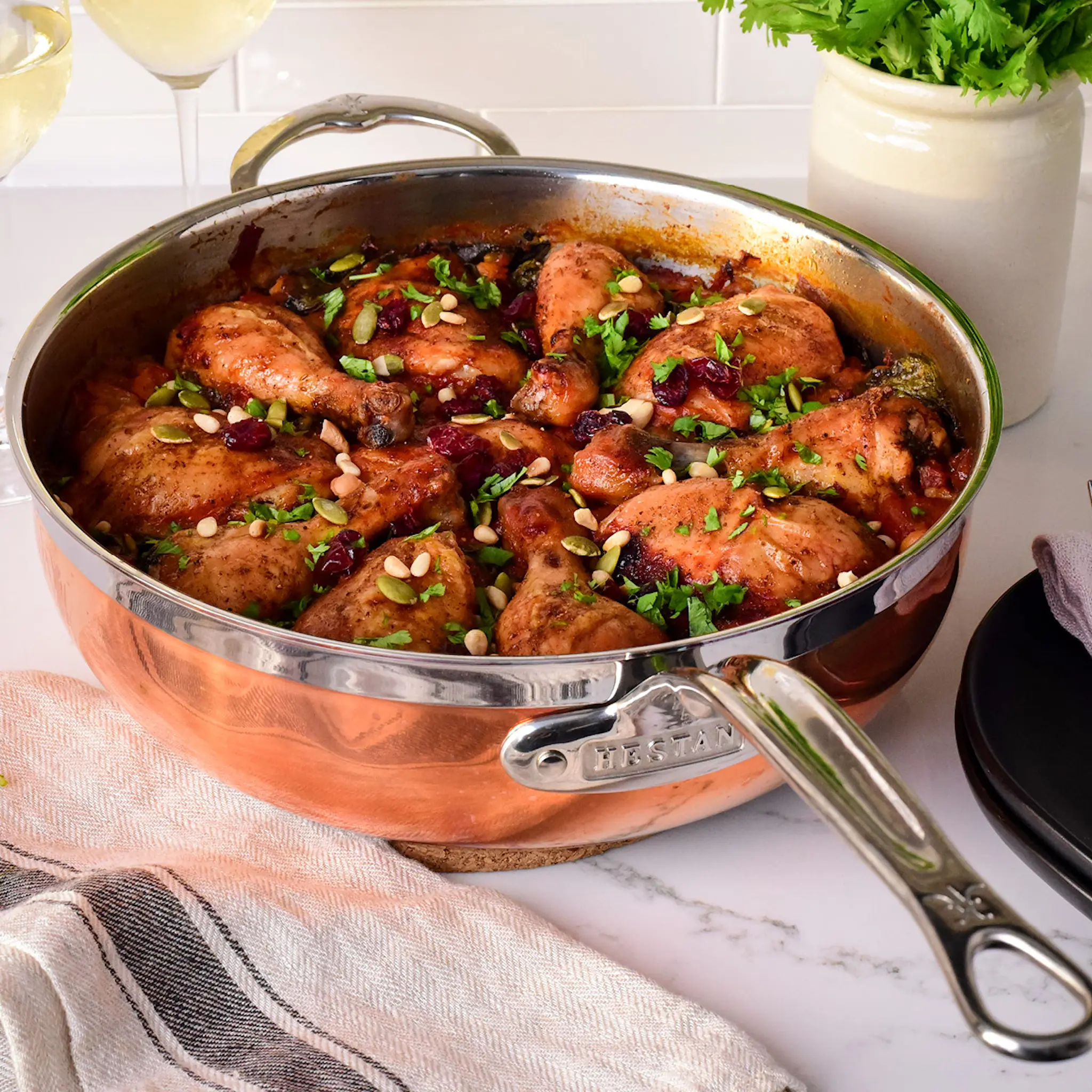 Hestan Copperbond Traktörpanna med lock 28 cm 4,7 L Koppar