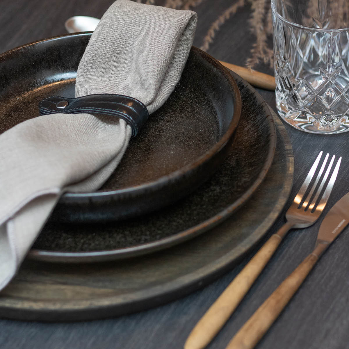 Stiernholm Croco serviettring 4 stk svart