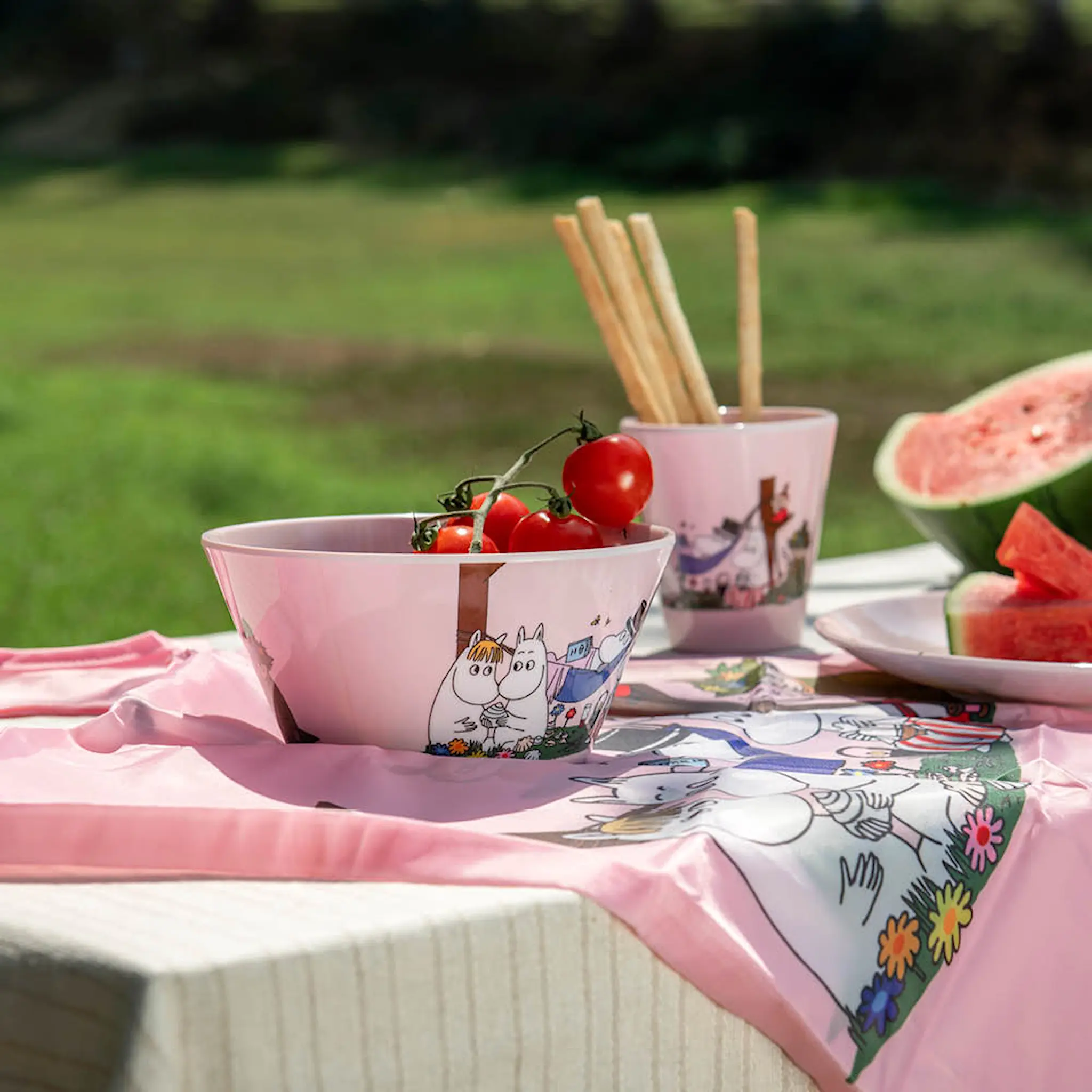 Les Artistes Mumin shoppingkasse 20 L Picknick rosa