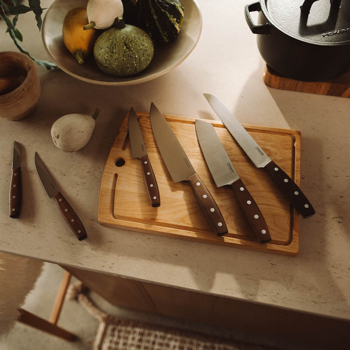 Fiskars Folken kokkekniv 12 cm tre/stål