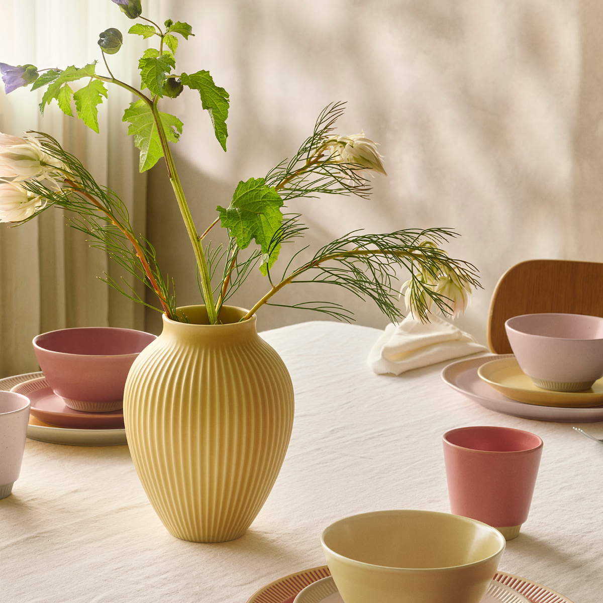 Knabstrup Keramik Ripple Maljakko 27 cm Keltainen