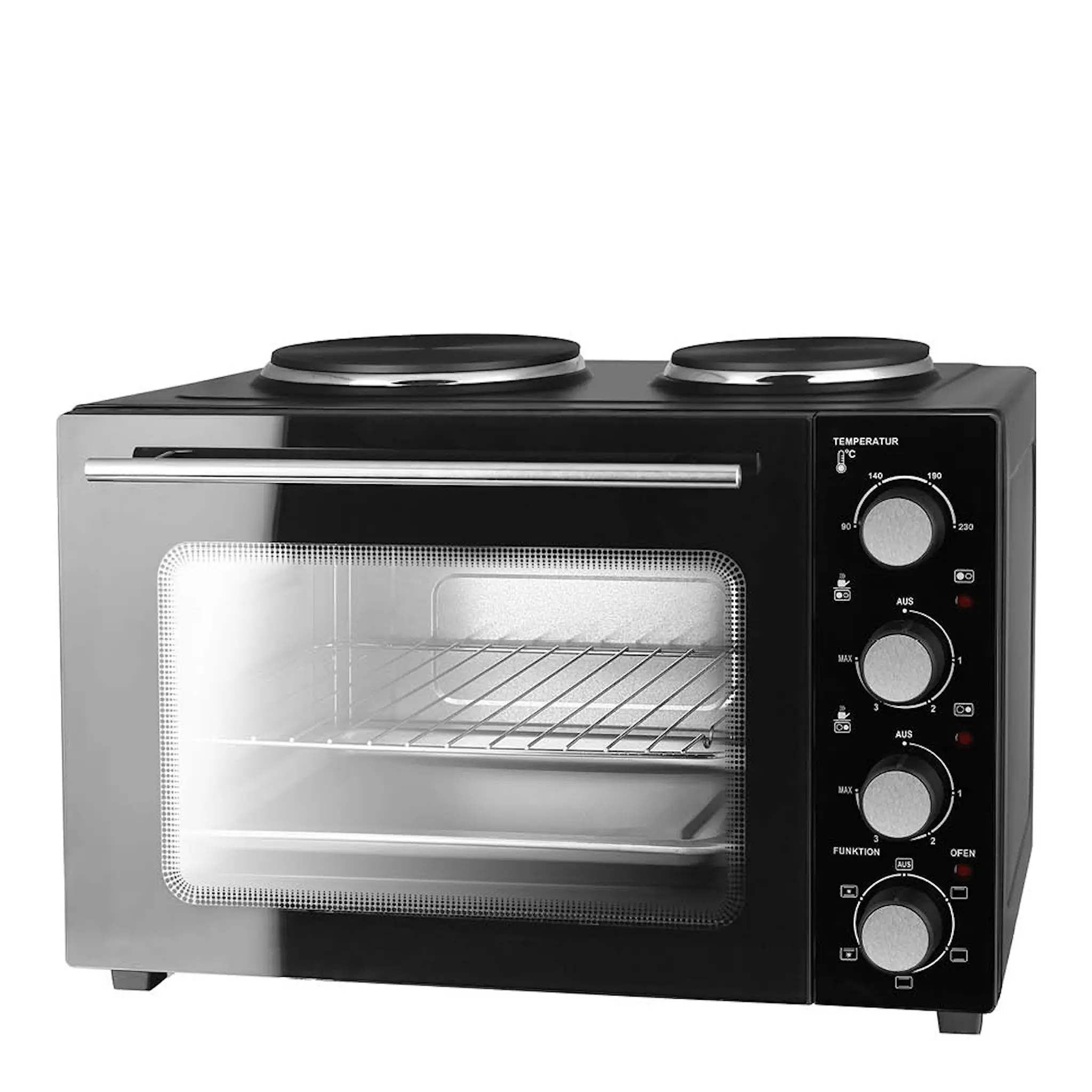 EMERIO Ugn med två kokplattor 3200W 32 L svart