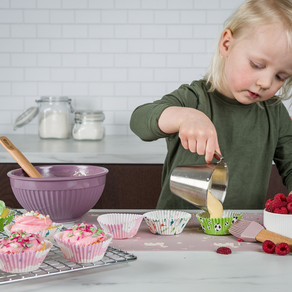 Modern House Chic Kids bakesett til barn 3 deler lys rosa