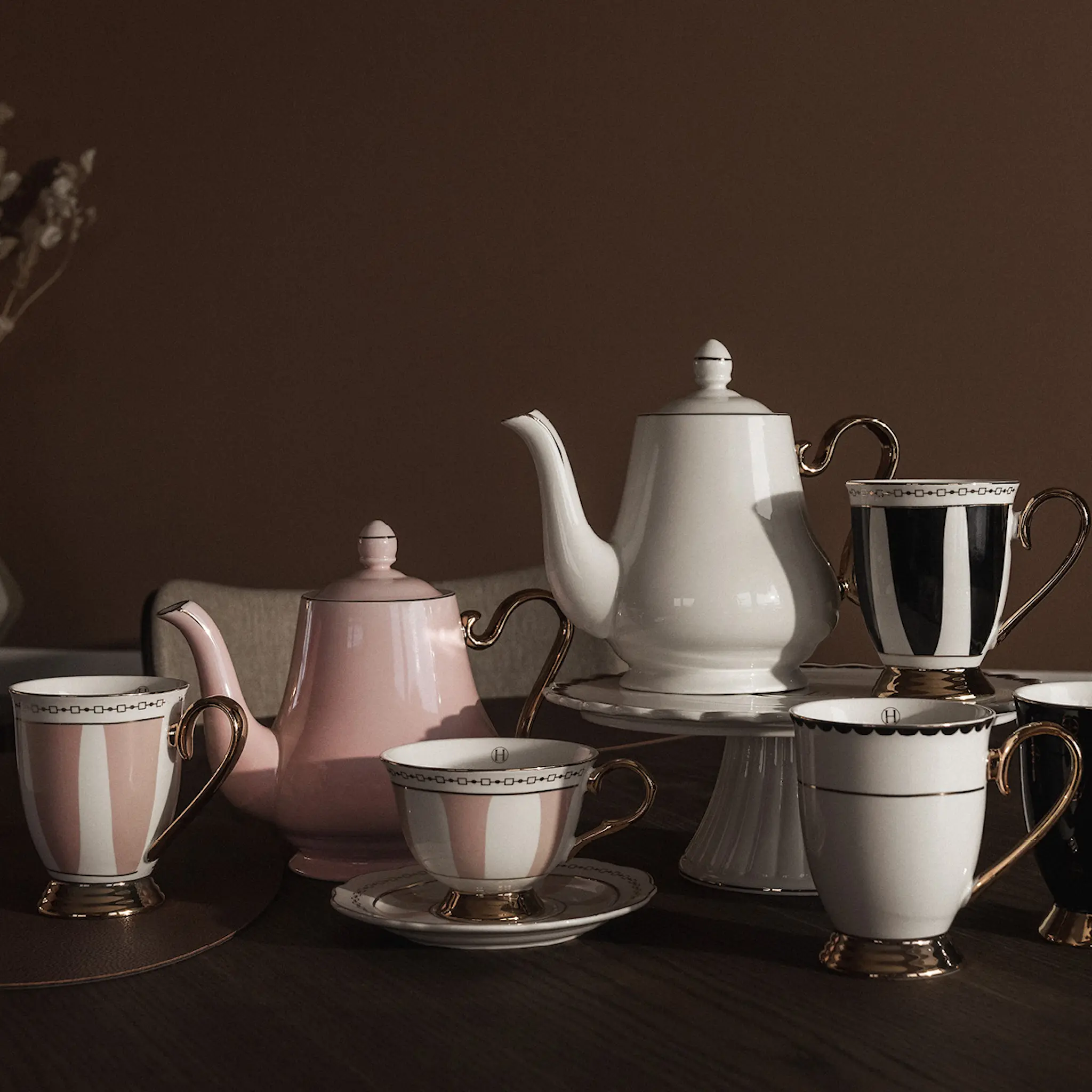 Hilke Strisce Mugg 28 cl Rosa/Guld