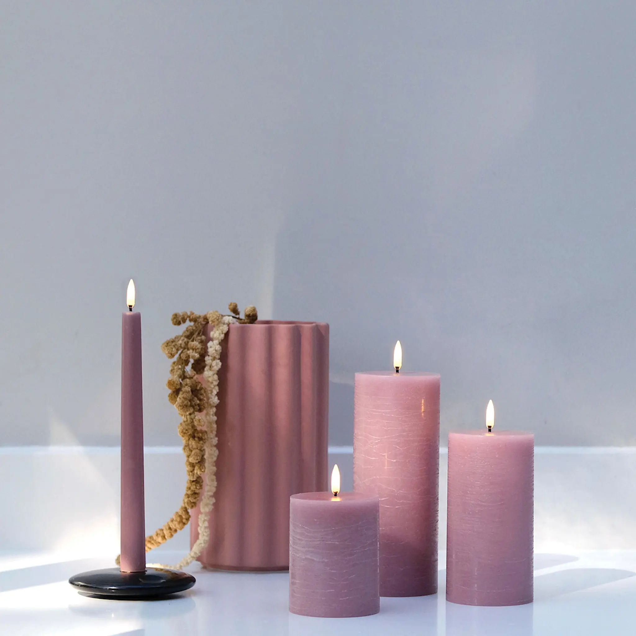 Uyuni Lighting Pillar LED-stearinljus 7,8x10,1 cm rosa