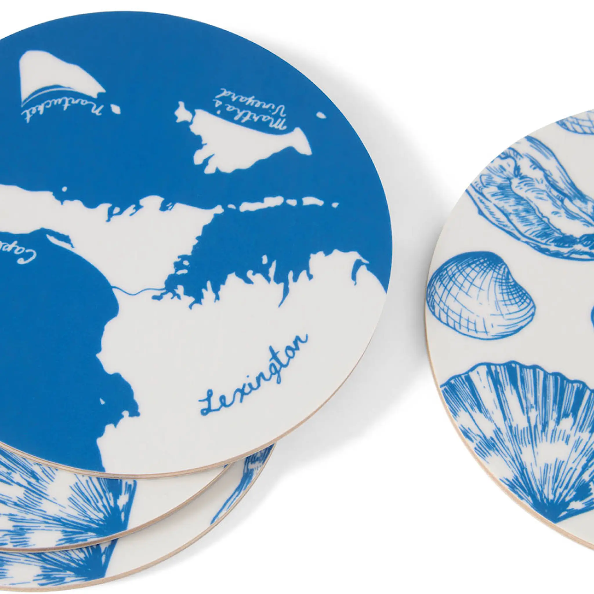 Lexington Glasunderlägg 9 cm 4-pack laminat dubbelsidigt blå/vit