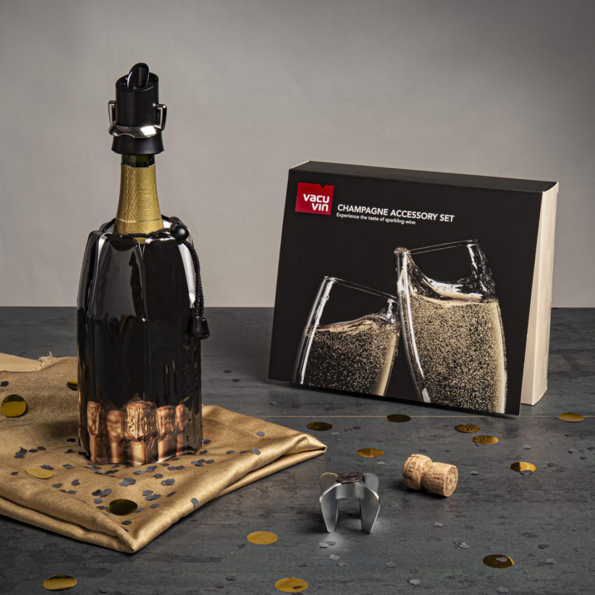 Vacu Vin Active Cooler Champagnekylare Svart/Guld