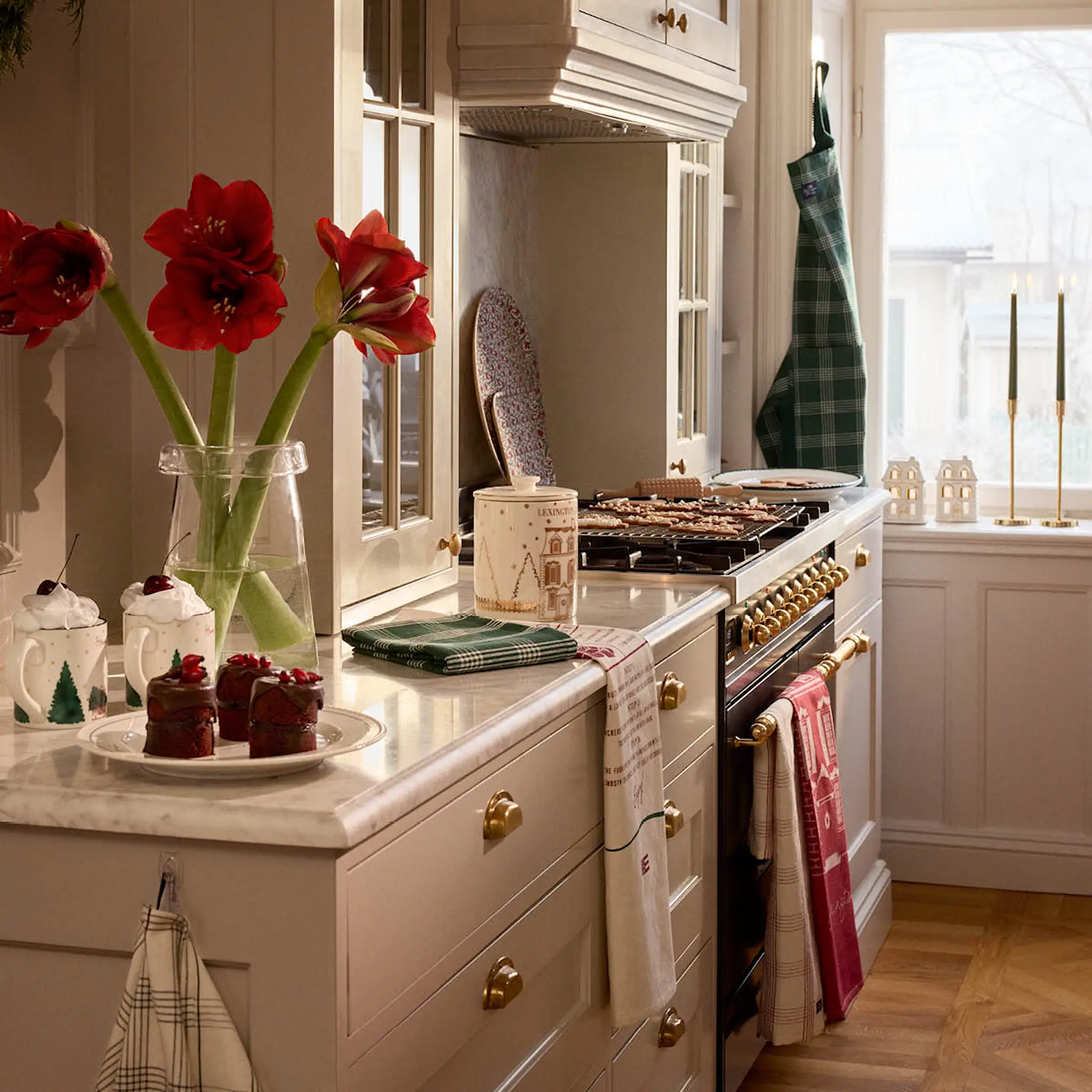 Lexington Original kökshandduk House jacquard 50x70 cm röd/vit