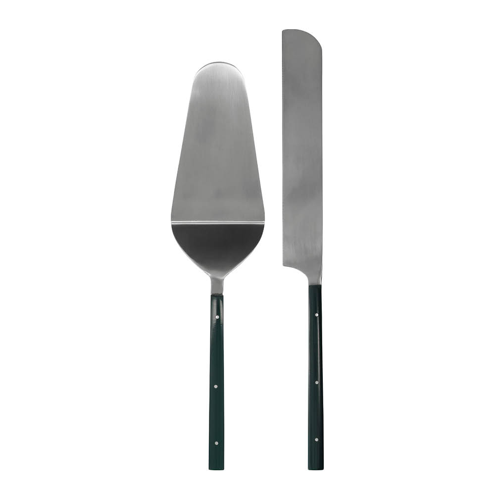 House Doctor Lata Kakkulapio ja kakkuveitsi 28 cm Tummanvihreä/Teräs