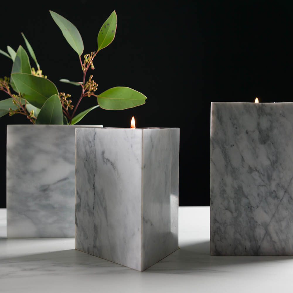 Stiernholm Marmaros Kynttilänjalka 15 cm Valkoinen