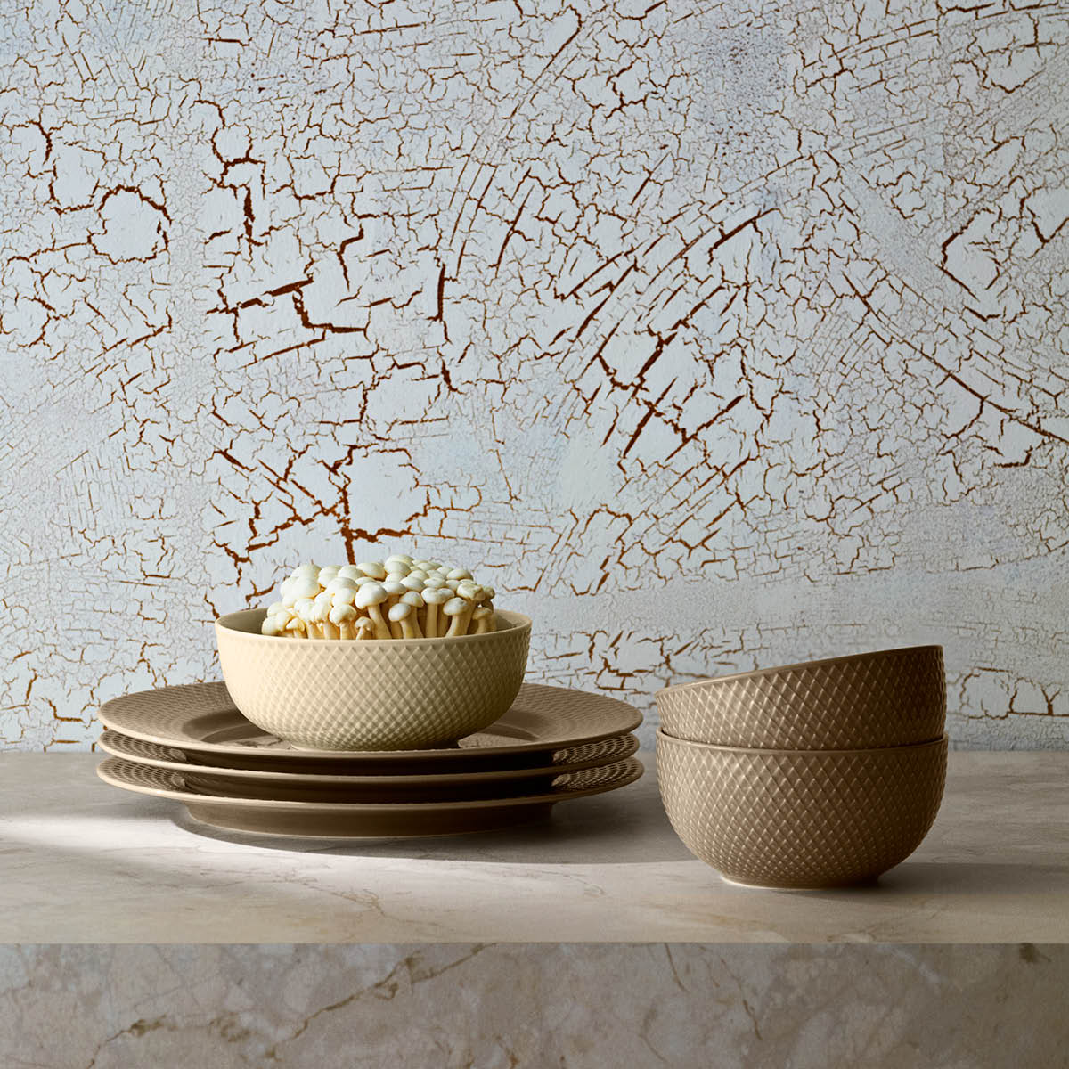 Lyngby Porcelæn Rhombe Earth skål 13 cm clay