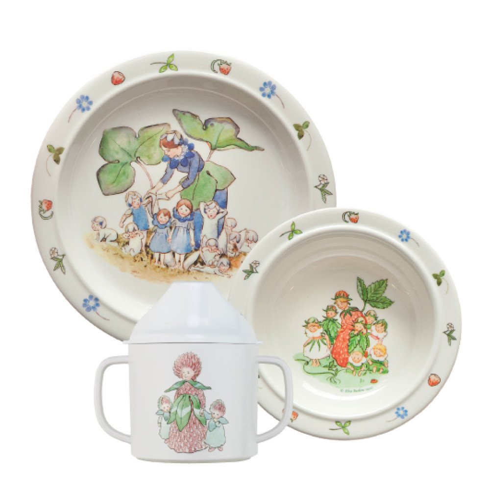 Rätt Start Elsa Beskow barneservise 3 deler Blomsterbarn