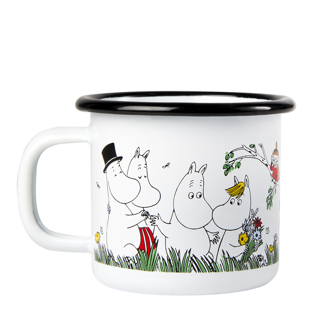 Muurla Mumin Emaljmugg Glada Familjen 15 cl Vit