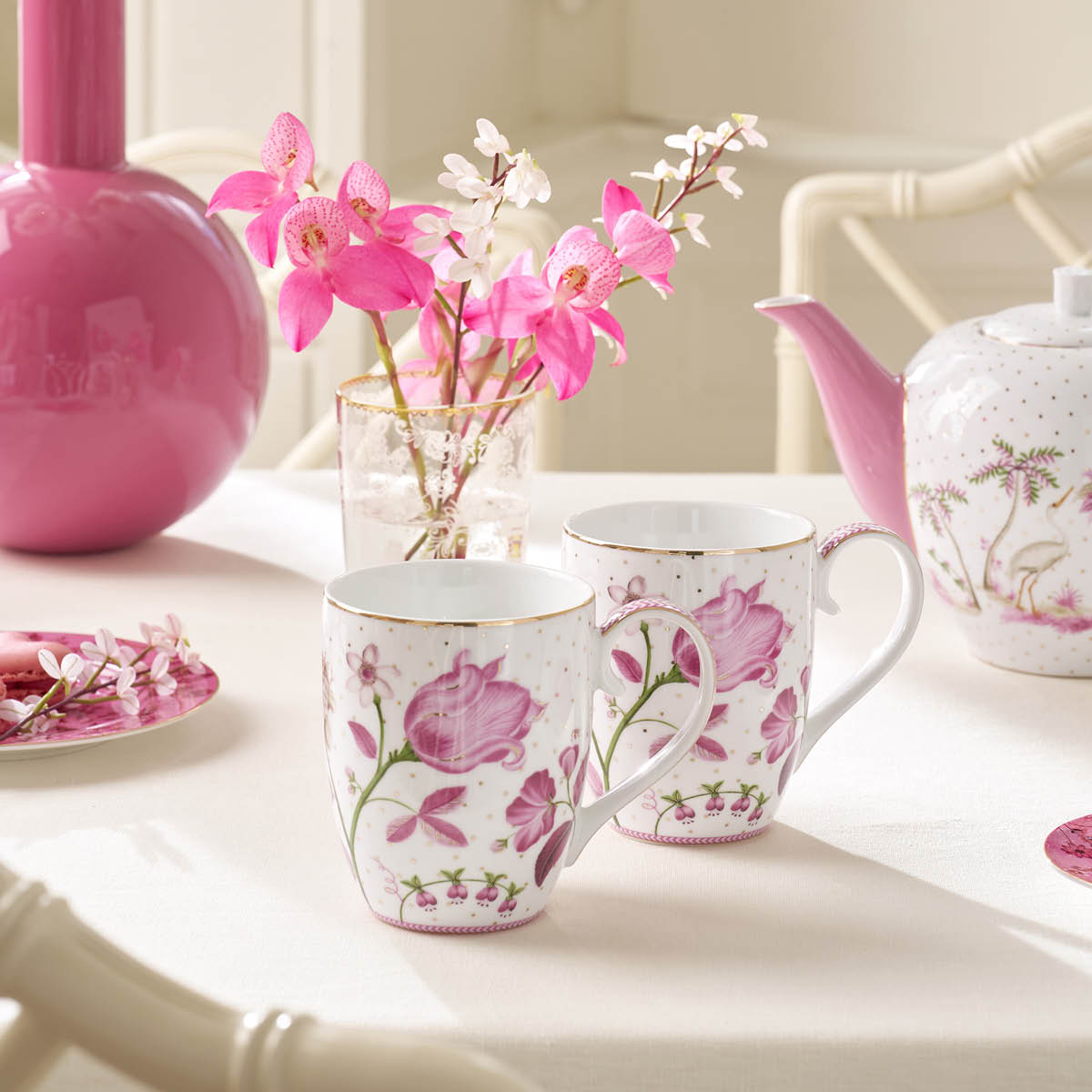 Pip Studio Jolie Tulip mugg XL 45 cl 2-pack rosa