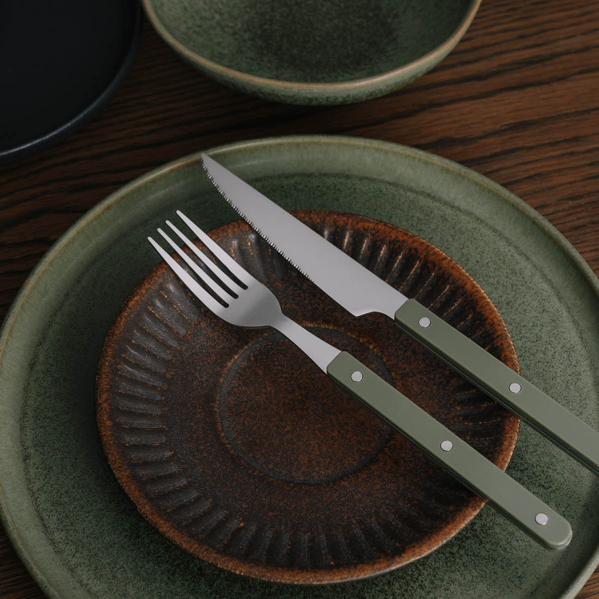 Stiernholm Prima Verde bestickset 4-pack stål/grön